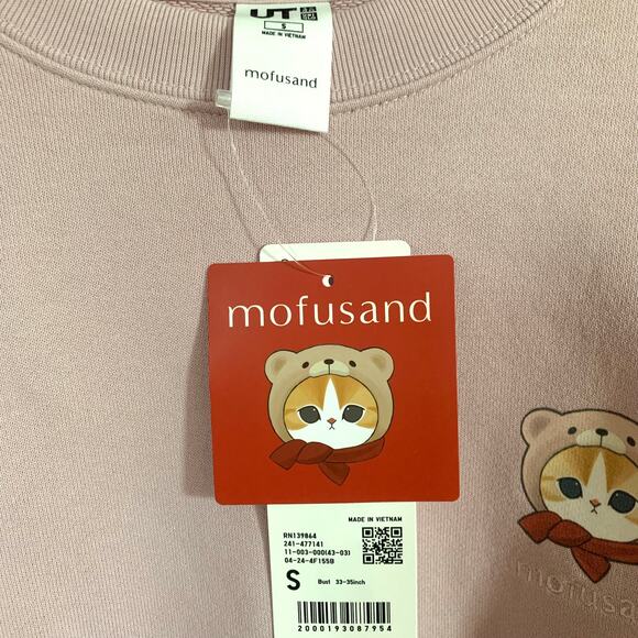 Mofusand Uniqlo Collab Printed Embroidered Sweatshirt in Pink S - Picture 5 of 8